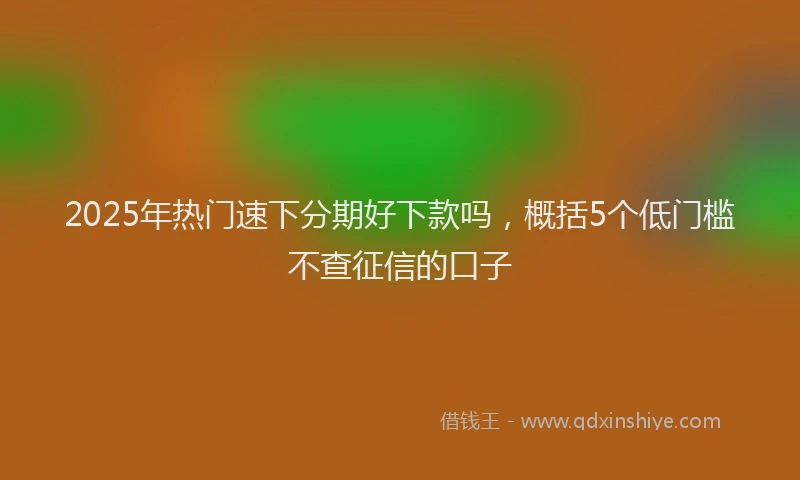 2025年热门速下分期好下款吗，概括5个低门槛不查征信的口子