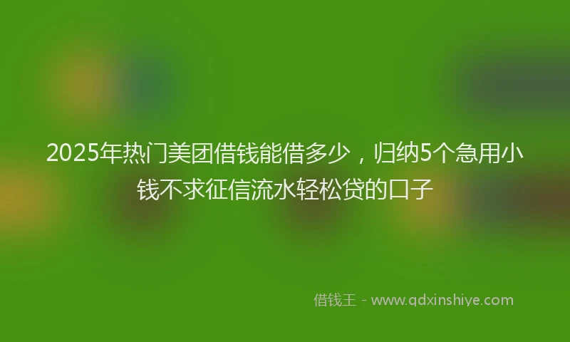2025年热门美团借钱能借多少，归纳5个急用小钱不求征信流水轻松贷的口子