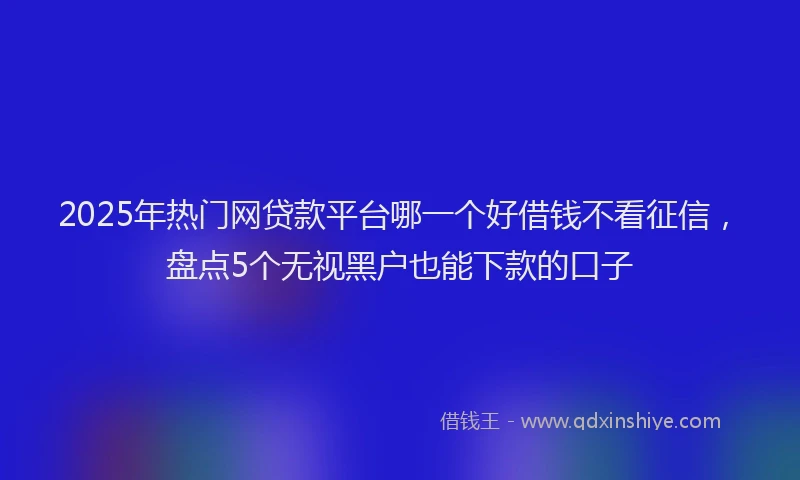 2025年热门网贷款平台哪一个好借钱不看征信，盘点5个无视黑户也能下款的口子