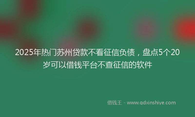 2025年热门苏州贷款不看征信负债，盘点5个20岁可以借钱平台不查征信的软件