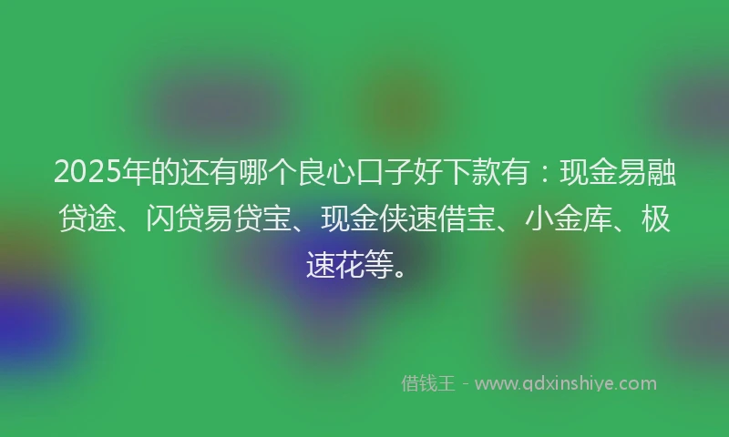2025年的还有哪个良心口子好下款有：现金易融贷途、闪贷易贷宝、现金侠速借宝、小金库、极速花等。