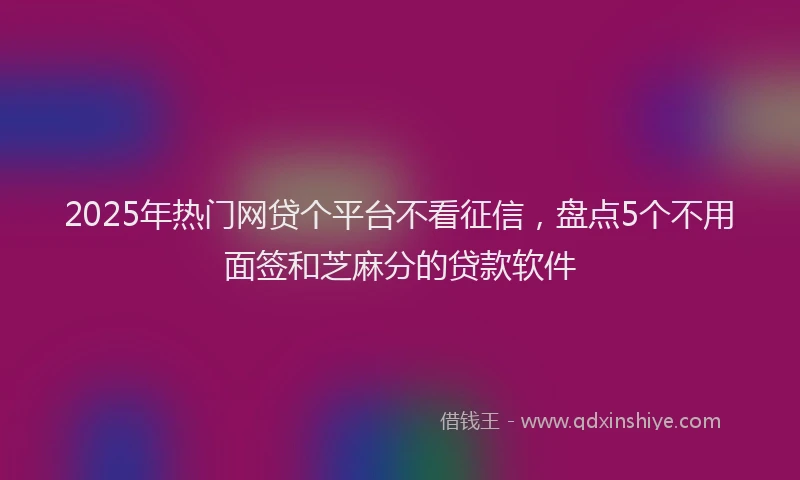 2025年热门网贷个平台不看征信，盘点5个不用面签和芝麻分的贷款软件