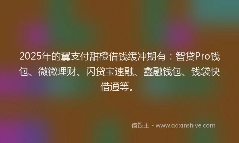 2025年的翼支付甜橙借钱缓冲期有：智贷Pro钱包、微微理财、闪贷宝速融、鑫融钱包、钱袋快借通等。