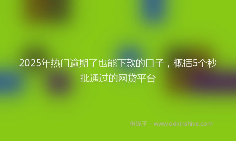 2025年热门逾期了也能下款的口子，概括5个秒批通过的网贷平台