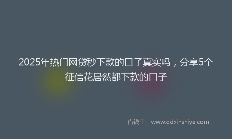 2025年热门网贷秒下款的口子真实吗，分享5个征信花居然都下款的口子