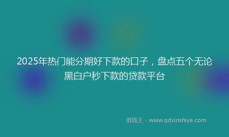 2025年热门能分期好下款的口子，盘点五个无论黑白户秒下款的贷款平台