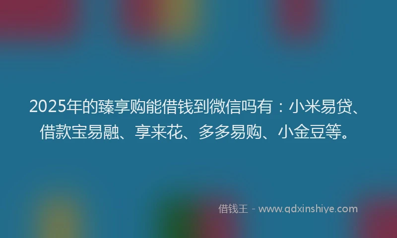 2025年的臻享购能借钱到微信吗有：小米易贷、借款宝易融、享来花、多多易购、小金豆等。