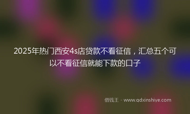 2025年热门西安4s店贷款不看征信，汇总五个可以不看征信就能下款的口子