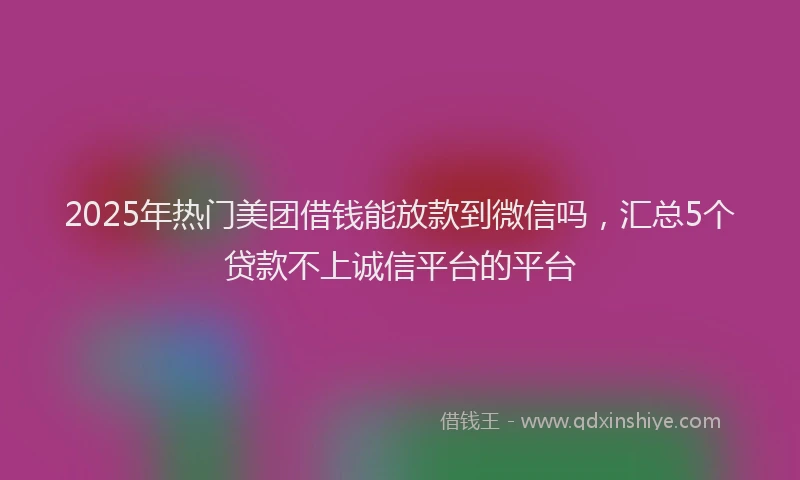 2025年热门美团借钱能放款到微信吗，汇总5个贷款不上诚信平台的平台