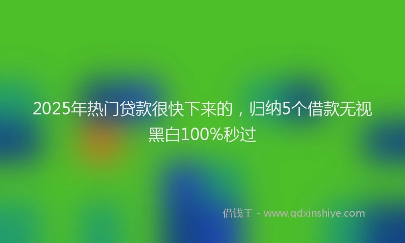 2025年热门贷款很快下来的,归纳5个借款无视黑白100%秒过
