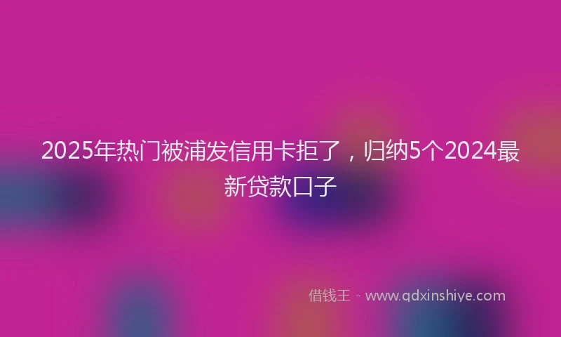 2025年热门被浦发信用卡拒了，归纳5个2024最新贷款口子