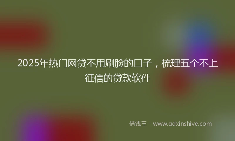2025年热门网贷不用刷脸的口子，梳理五个不上征信的贷款软件