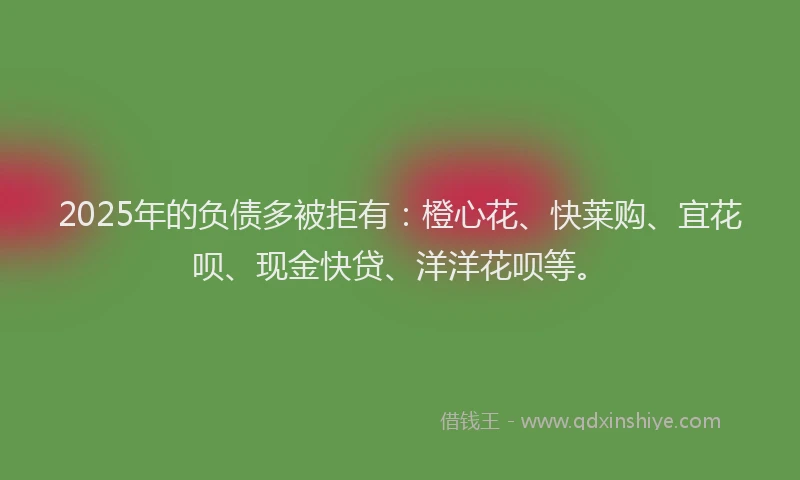 2025年的负债多被拒有：橙心花、快莱购、宜花呗、现金快贷、洋洋花呗等。