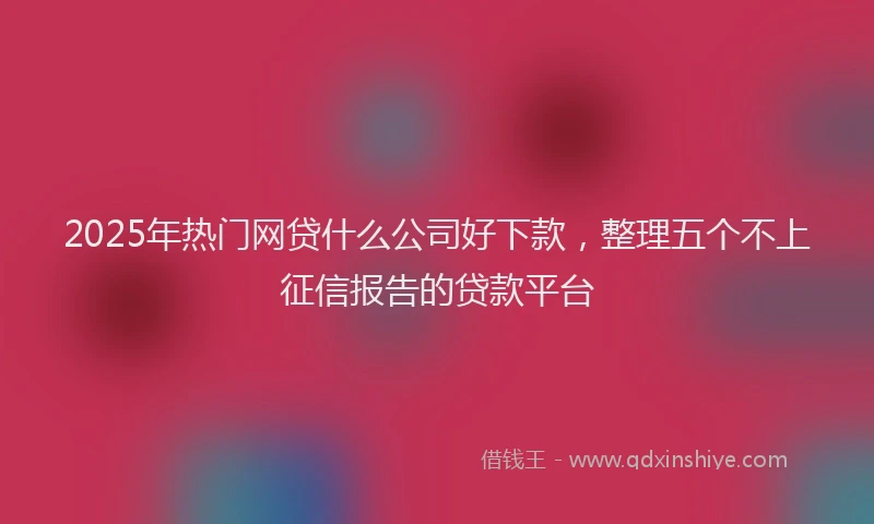 2025年热门网贷什么公司好下款，整理五个不上征信报告的贷款平台