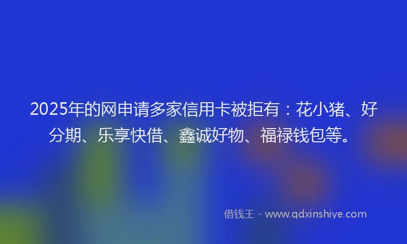 2025年的网申请多家信用卡被拒有：花小猪、好分期、乐享快借、鑫诚好物、福禄钱包等。