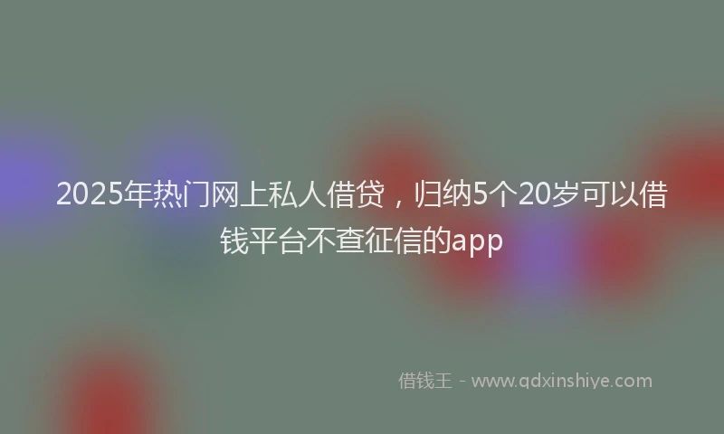 2025年热门网上私人借贷，归纳5个20岁可以借钱平台不查征信的app