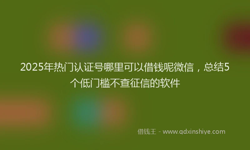 2025年热门认证号哪里可以借钱呢微信，总结5个低门槛不查征信的软件