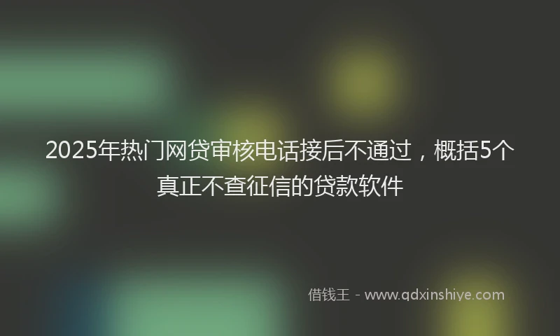 2025年热门网贷审核电话接后不通过，概括5个真正不查征信的贷款软件