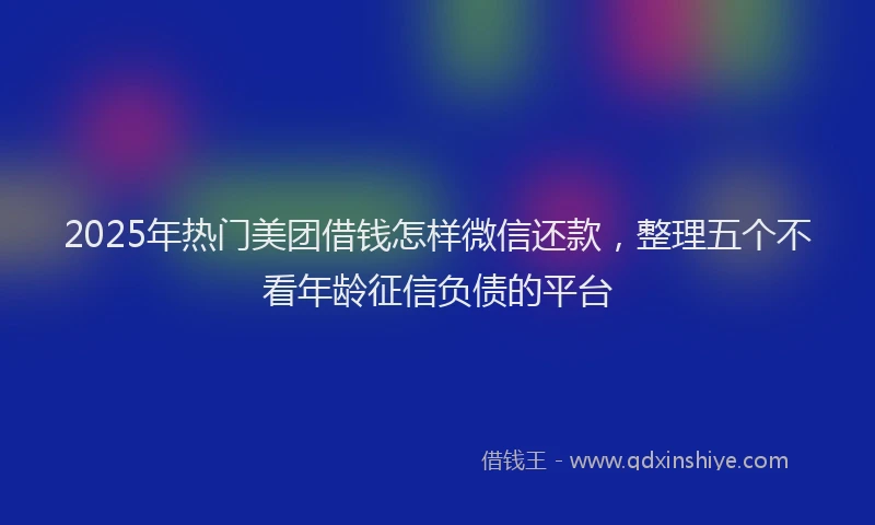 2025年热门美团借钱怎样微信还款，整理五个不看年龄征信负债的平台