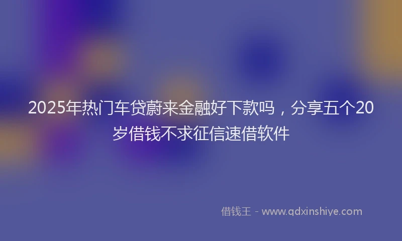 2025年热门车贷蔚来金融好下款吗，分享五个20岁借钱不求征信速借软件