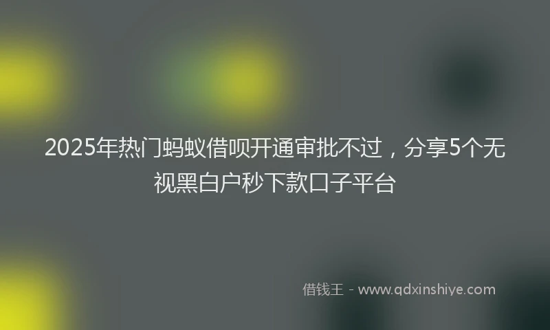 2025年热门蚂蚁借呗开通审批不过，分享5个无视黑白户秒下款口子平台