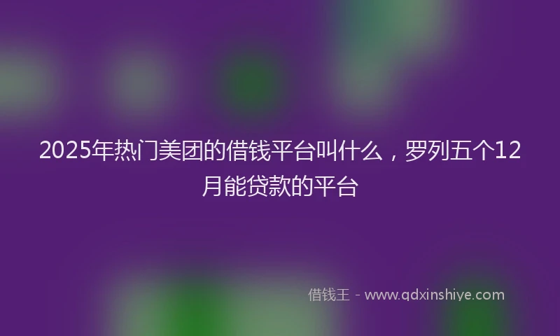2025年热门美团的借钱平台叫什么，罗列五个12月能贷款的平台