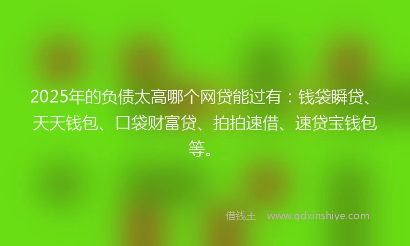 2025年的负债太高哪个网贷能过有：钱袋瞬贷、天天钱包、口袋财富贷、拍拍速借、速贷宝钱包等。