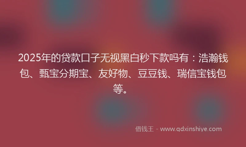 2025年的贷款口子无视黑白秒下款吗有：浩瀚钱包、甄宝分期宝、友好物、豆豆钱、瑞信宝钱包等。