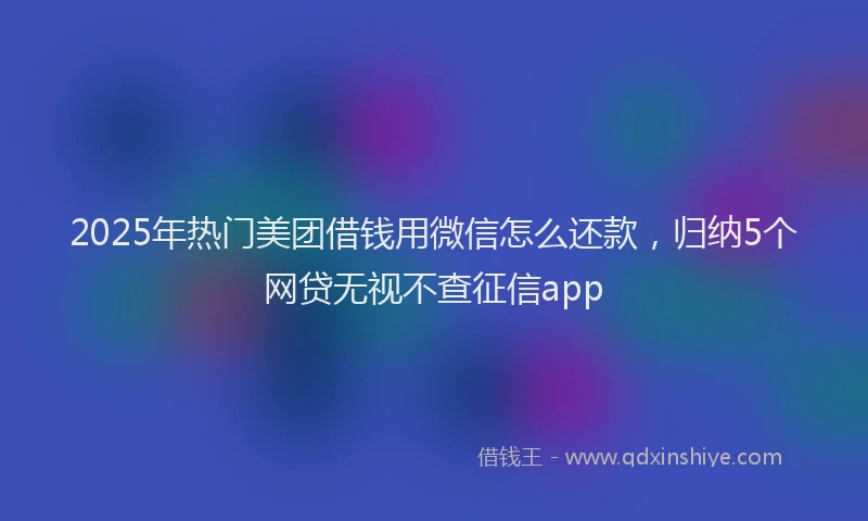 2025年热门美团借钱用微信怎么还款，归纳5个网贷无视不查征信app
