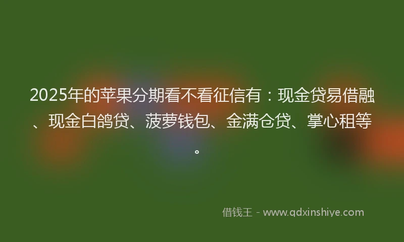 2025年的苹果分期看不看征信有：现金贷易借融、现金白鸽贷、菠萝钱包、金满仓贷、掌心租等。