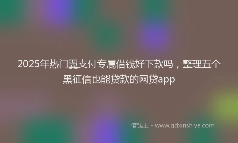 2025年热门翼支付专属借钱好下款吗，整理五个黑征信也能贷款的网贷app