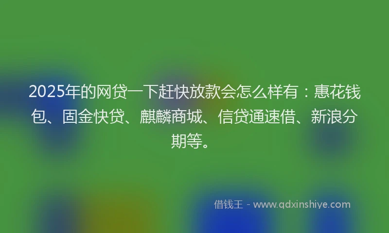 2025年的网贷一下赶快放款会怎么样有：惠花钱包、固金快贷、麒麟商城、信贷通速借、新浪分期等。