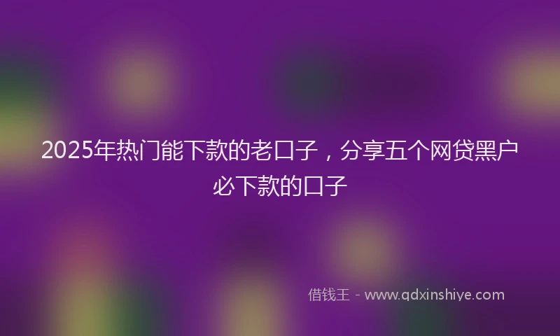 2025年热门能下款的老口子，分享五个网贷黑户必下款的口子
