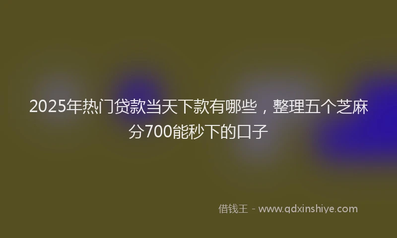 2025年热门贷款当天下款有哪些，整理五个芝麻分700能秒下的口子