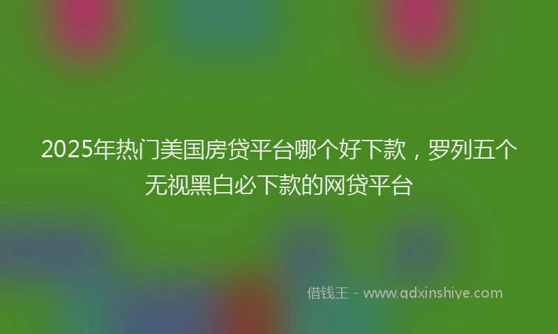 2025年热门美国房贷平台哪个好下款，罗列五个无视黑白必下款的网贷平台