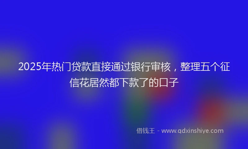2025年热门贷款直接通过银行审核，整理五个征信花居然都下款了的口子