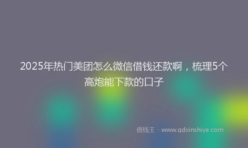 2025年热门美团怎么微信借钱还款啊，梳理5个高炮能下款的口子