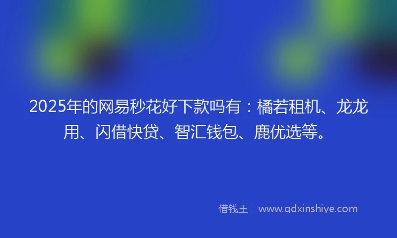 2025年的网易秒花好下款吗有：橘若租机、龙龙用、闪借快贷、智汇钱包、鹿优选等。