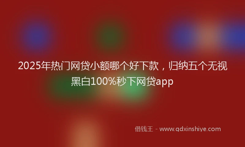 2025年热门网贷小额哪个好下款，归纳五个无视黑白100%秒下网贷app