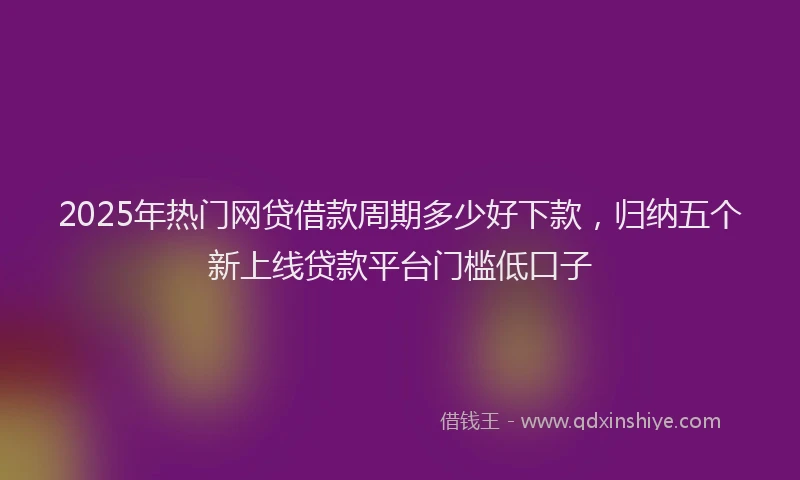 2025年热门网贷借款周期多少好下款，归纳五个新上线贷款平台门槛低口子