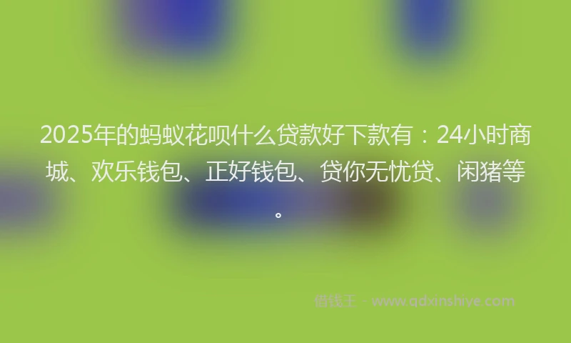2025年的蚂蚁花呗什么贷款好下款有：24小时商城、欢乐钱包、正好钱包、贷你无忧贷、闲猪等。