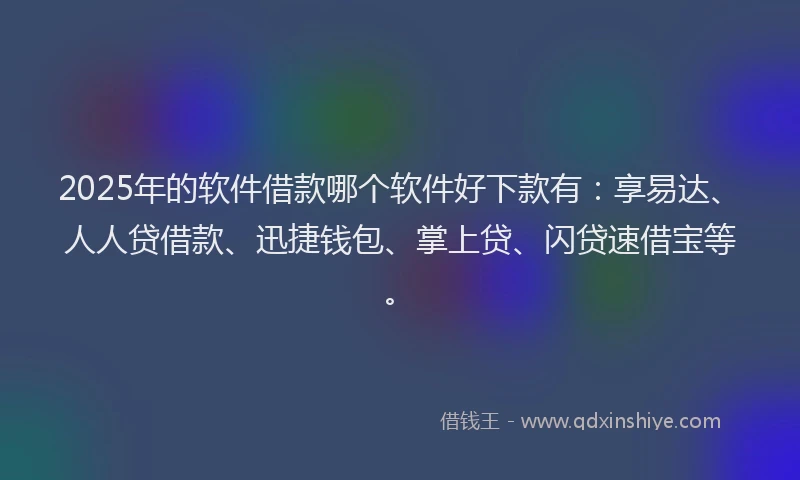 2025年的软件借款哪个软件好下款有：享易达、人人贷借款、迅捷钱包、掌上贷、闪贷速借宝等。