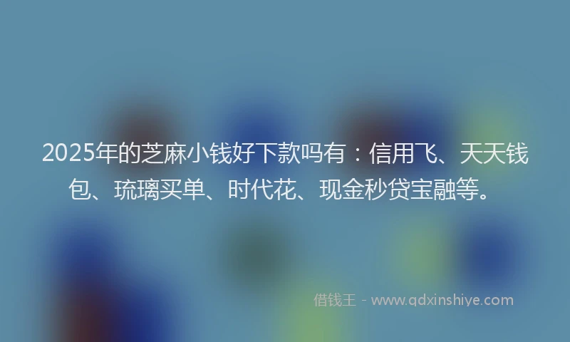 2025年的芝麻小钱好下款吗有:信用飞、天天钱包、琉璃买单、时代花、现金秒贷宝融等。