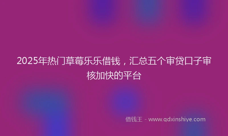 2025年热门草莓乐乐借钱，汇总五个审贷口子审核加快的平台