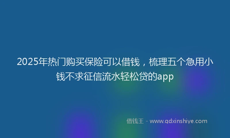 2025年热门购买保险可以借钱，梳理五个急用小钱不求征信流水轻松贷的app