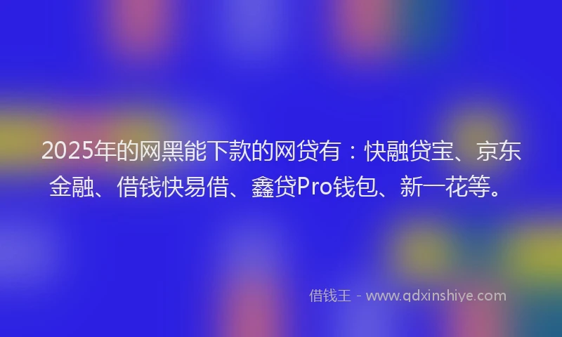2025年的网黑能下款的网贷有：快融贷宝、京东金融、借钱快易借、鑫贷Pro钱包、新一花等。