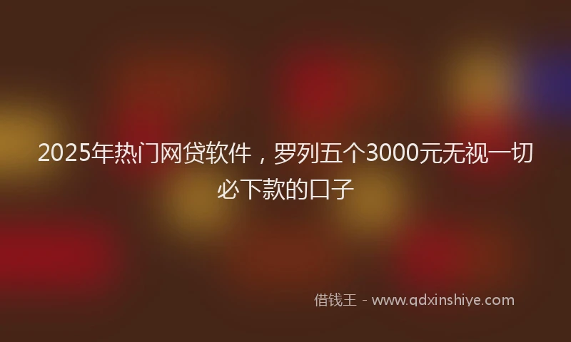2025年热门网贷软件，罗列五个3000元无视一切必下款的口子