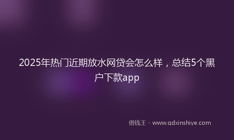 2025年热门近期放水网贷会怎么样，总结5个黑户下款app