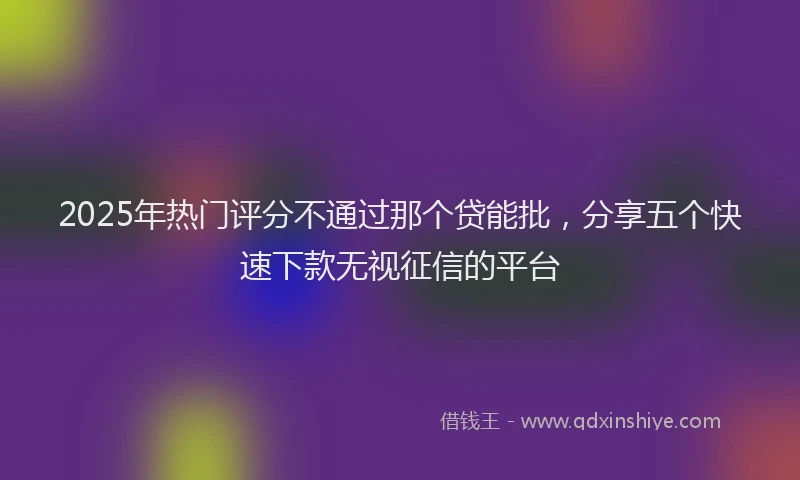 2025年热门评分不通过那个贷能批，分享五个快速下款无视征信的平台