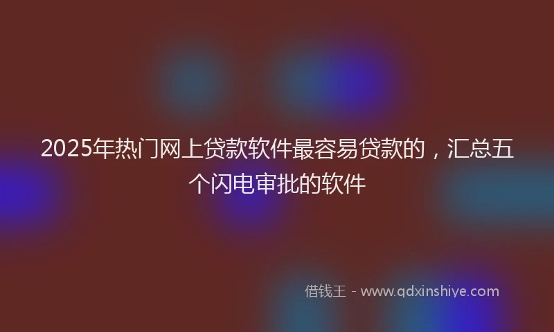 2025年热门网上贷款软件最容易贷款的，汇总五个闪电审批的软件